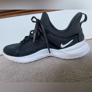 Nike Black and White Sneakers with Sock-Like Collar